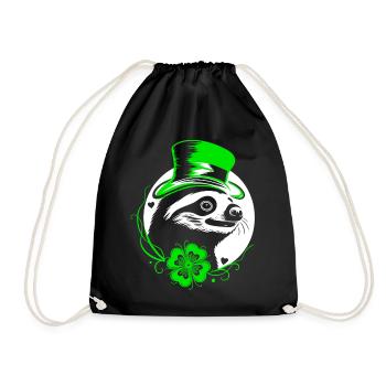 Faultier St Patricks Day mit Klee und Hut - Turnbeutel - Schwarz - Vorne