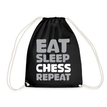 manger dormir échecs répéter dictons drôles jeu d’échecs - Sac de sport léger - noir - Devant