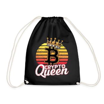 crypto queen cryptocurrency coin - Drawstring Bag - black - Front
