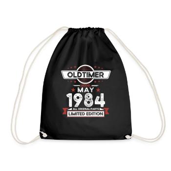 40th Birthday Man Vintage May Vintage 1984 - Drawstring Bag - black - Front