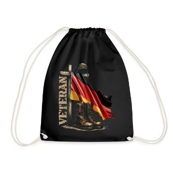 Gedenkflagge und Stiefel Veteranentag Veteran - Turnbeutel - Schwarz - Vorne