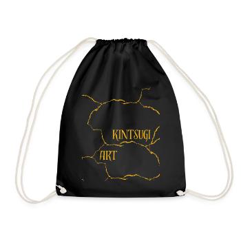 Kintsugi Art Pottery Cracks and Failures - Drawstring Bag - black - Front