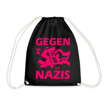 Gegen nazis faust - Turnbeutel - Schwarz - Vorne