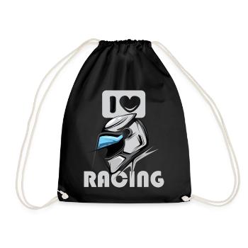 I Love Racing Racing Motorcycle Car Icon - Drawstring Bag - black - Front