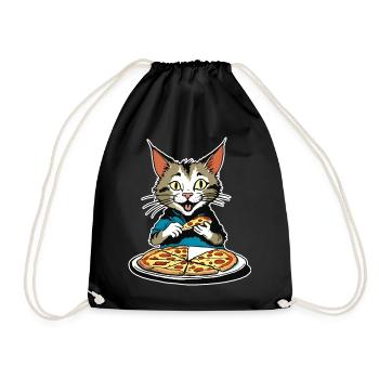 Le chat adore la pizza - Sac de sport léger - noir - Devant