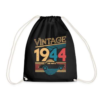 60 Jahre alte Geschenke Vintage Jahrgang 1944 Retro - Turnbeutel - Schwarz - Vorne