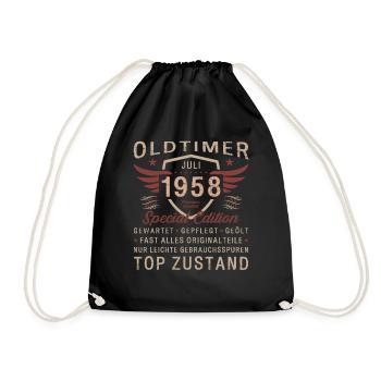 66. Geburtstag Oldtimer Juli 1958 Jahrgang 1958 - Turnbeutel - Schwarz - Vorne