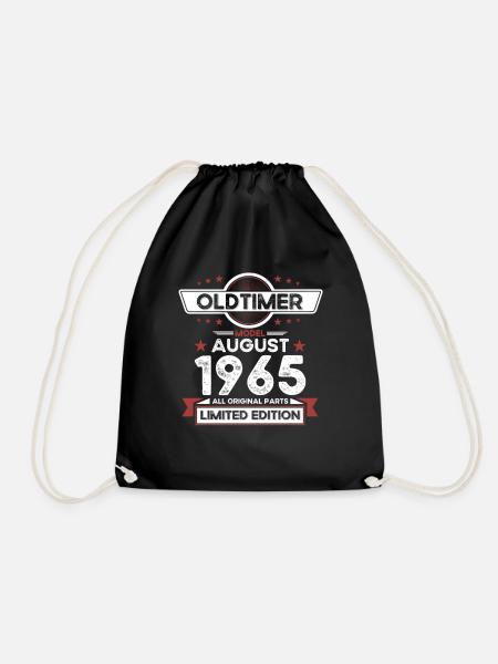 60. Geburtstag Oldtimer August 1965 Jahrgang 1965 - Turnbeutel - Schwarz