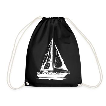 Segelboot Zeichnung - Turnbeutel - Schwarz - Vorne
