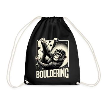 Bouldering Chimpanzee Climbing Gift - Drawstring Bag - black - Front