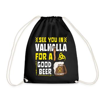 Wir sehen uns in Valhalla Gutes Bier - Turnbeutel - Schwarz - Vorne