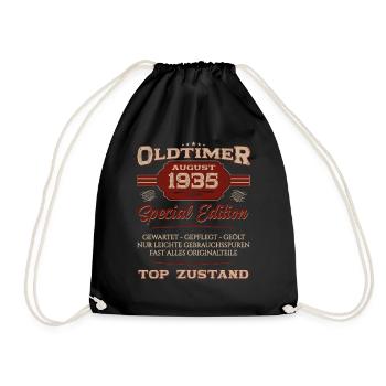 89. Geburtstag Oldtimer August 1935 Jahrgang 1935 - Turnbeutel - Schwarz - Vorne