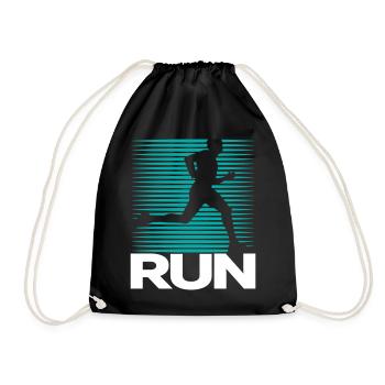Runner Silhouette on Stripe Background - Drawstring Bag - black - Front