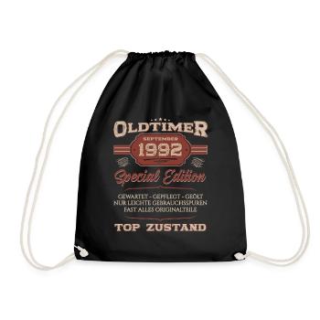 32. Geburtstag Oldtimer September 1992 Jahrgang 92 - Turnbeutel - Schwarz - Vorne