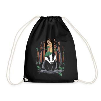 Cottagecore Badger In The Mystic Forest - Drawstring Bag - black - Front