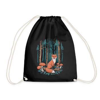 Fuchs Im Wald Cottagecore Szene - Turnbeutel - Schwarz - Vorne