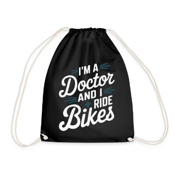 Doctor and Cyclist - Drawstring Bag - black - Front