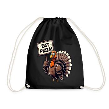 Drôle de dinde « manger de la pizza » Design - Sac de sport léger - noir - Devant