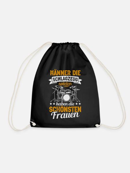 Schlagzeug Männer Schlagzeuger Drummer - Turnbeutel - Schwarz