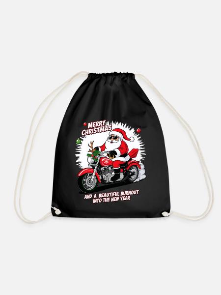 Rocker Weihnachtsmann - Turnbeutel - Schwarz