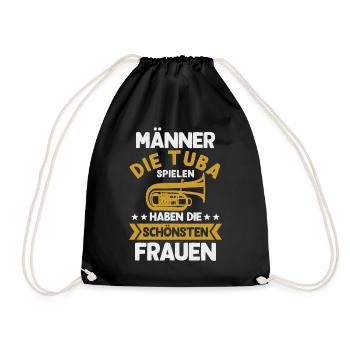 Tuba Männer Tubist Tubaspieler Orchester Musiker - Turnbeutel - Schwarz - Vorne