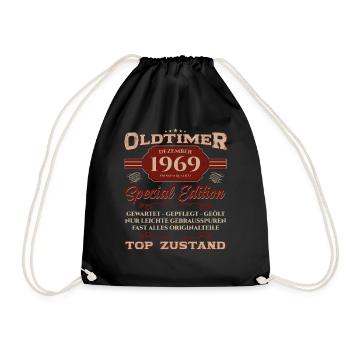 55. Geburtstag Oldtimer Dezember 1969 Jahrgang 69 - Turnbeutel - Schwarz - Vorne