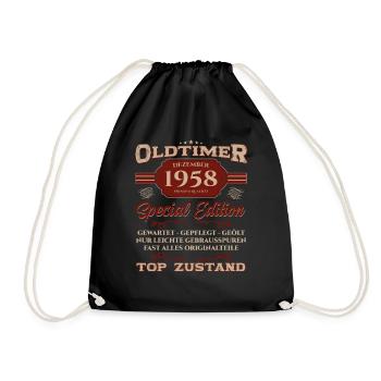 66. Geburtstag Oldtimer Dezember 1958 Jahrgang 58 - Turnbeutel - Schwarz - Vorne