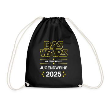 Jugendweihe 2025 DAS WARS mit der Kindheit - Turnbeutel - Schwarz - Vorne