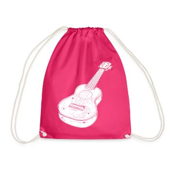 Ukulele Drawing - Drawstring Bag - fuchsia - Front