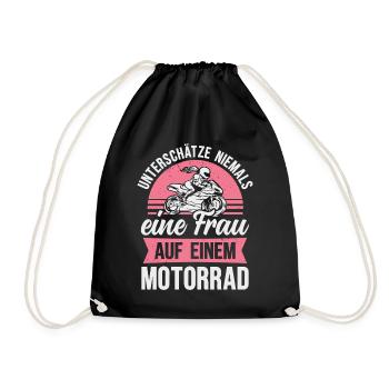 Motorrad Frau Bikerin Motorradfahrerin - Turnbeutel - Schwarz - Vorne