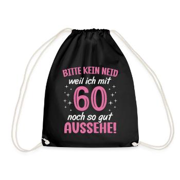 60. Geburtstag 60 Jahre Geburtstagsgeschenk Frauen - Turnbeutel - Schwarz - Vorne