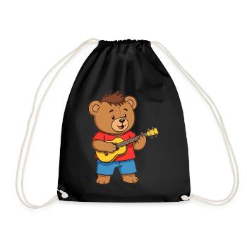 Teddy Bear Musician - Drawstring Bag - black - Front