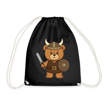 Teddybär Wikinger - Turnbeutel - Schwarz - Vorne
