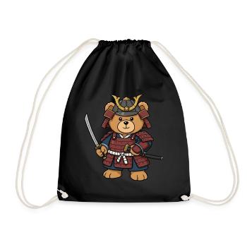Ours en peluche Samouraï - Sac de sport léger - noir - Devant