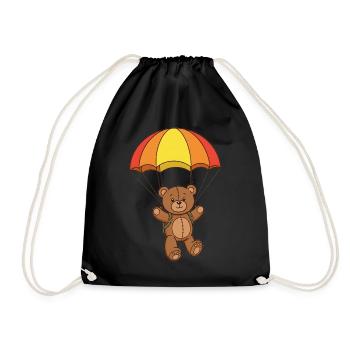 Teddy Bear Parachutist - Drawstring Bag - black - Front