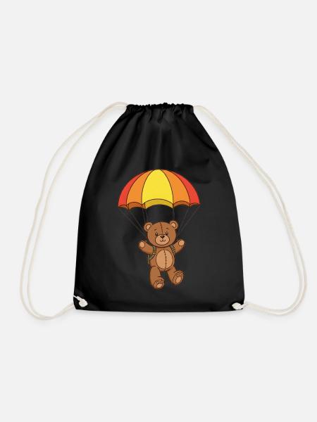 Teddybär Fallschirmspringer - Turnbeutel - Schwarz
