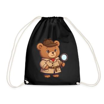 Teddy Bear Detective - Drawstring Bag - black - Front