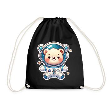Teddy Bear Astronaut - Drawstring Bag - black - Front