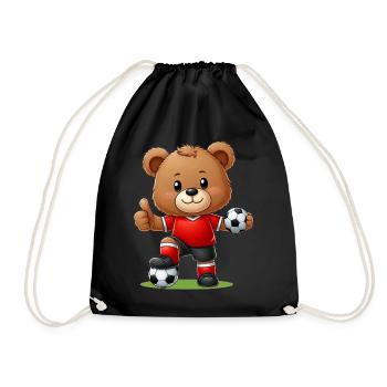 Teddy Bear Soccer Player - Drawstring Bag - black - Front