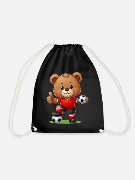 Teddybär Fußballer - Turnbeutel - Schwarz