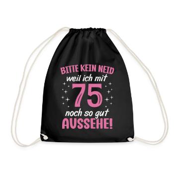 75. Geburtstag 75 Jahre Geburtstagsgeschenk Frauen - Turnbeutel - Schwarz - Vorne