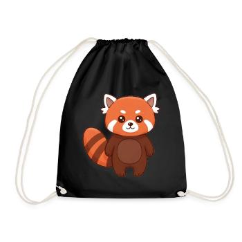 Animal Cartoon Red Panda - Drawstring Bag - black - Front