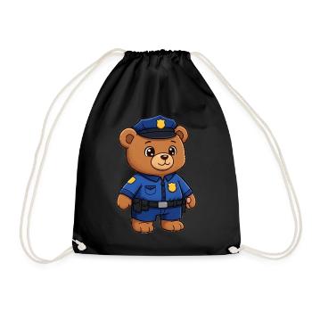 Teddy Bear Policeman - Drawstring Bag - black - Front