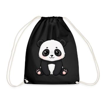 Animal Cartoon Panda - Drawstring Bag - black - Front