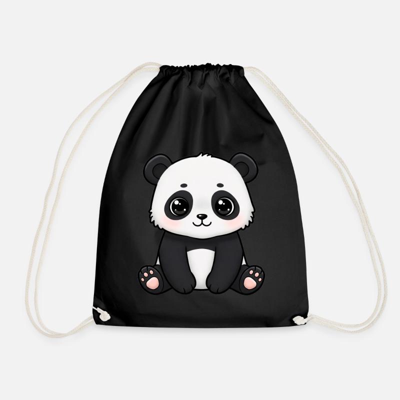 Animal Cartoon Panda - Drawstring Bag - black