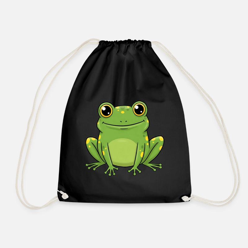 Animal Cartoon Frog - Drawstring Bag - black