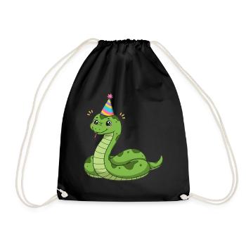 Animal Cartoon Party Snake - Drawstring Bag - black - Front