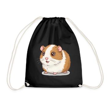 Animal Cartoon Guinea Pig - Drawstring Bag - black - Front