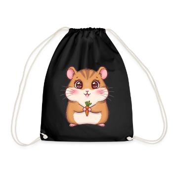 Animal Cartoon Hamster - Drawstring Bag - black - Front