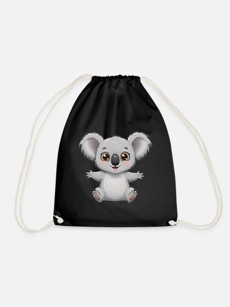 Tier Cartoon Koala - Turnbeutel - Schwarz